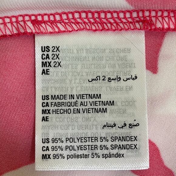 Alfani blouse faux wrap 3/4 sleeve flower print white pink Sz 2X excellent used - Picture 6 of 7